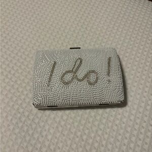 Beaded 'I Do!' White Bridal Clutch